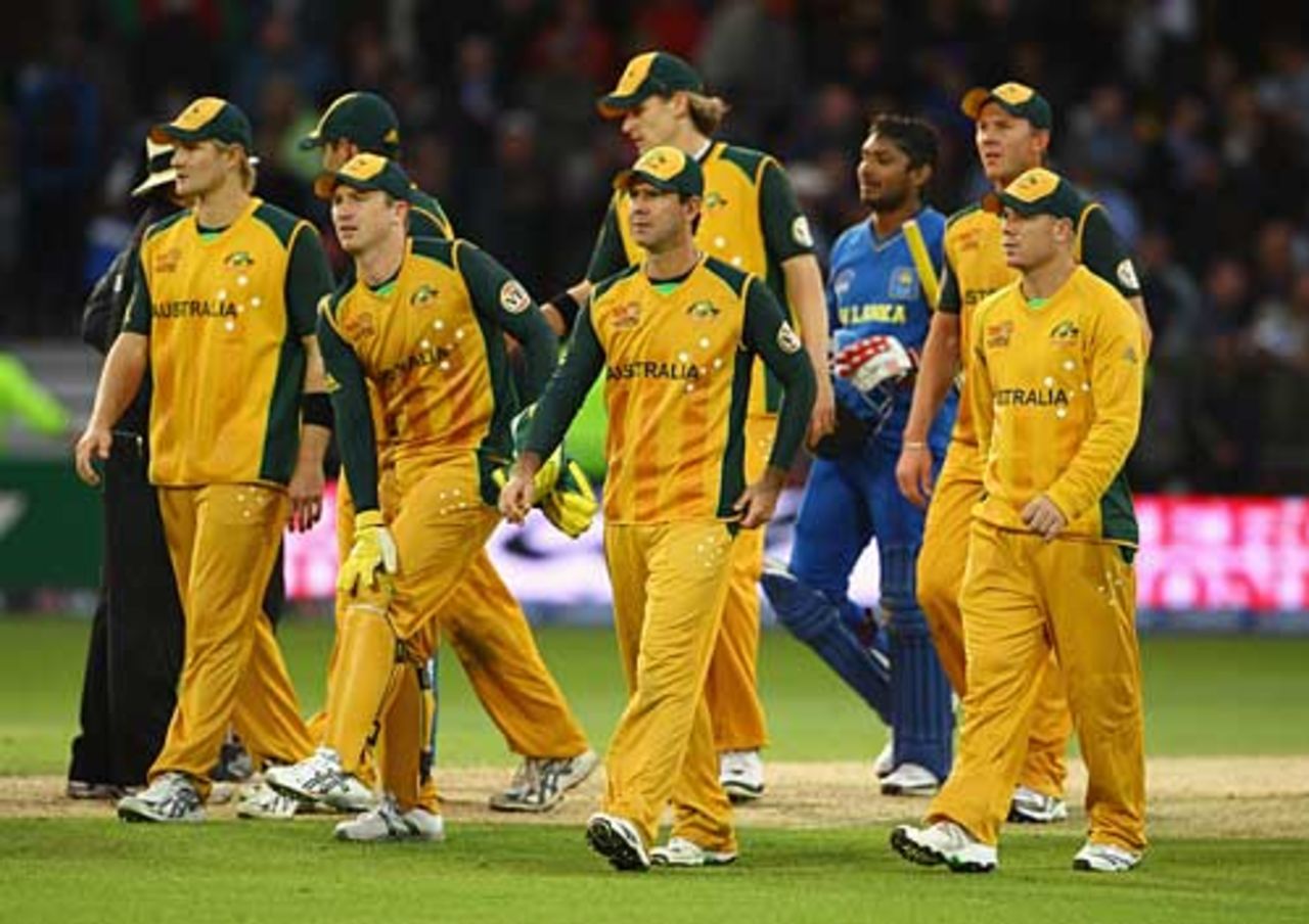Australia troop off the field and out of the tournament, Australia v Sri Lanka, ICC World Twenty20, Trent Bridge, June 8, 2009