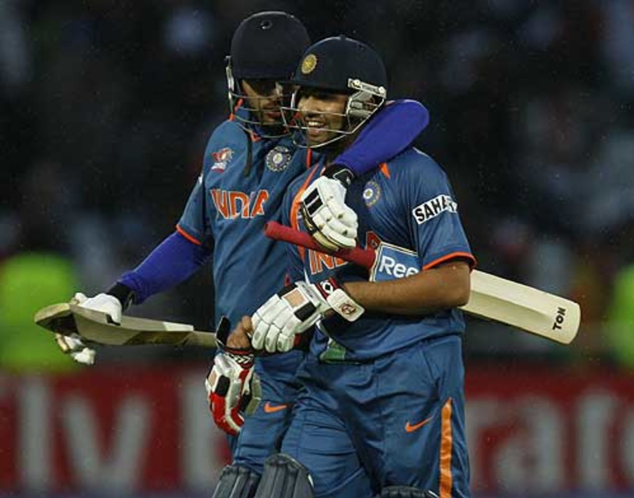 Yuvraj Singh and Rohit Sharma walk off after India's win, India v Ireland, ICC World Twenty20, Trent Bridge, June 10, 2009