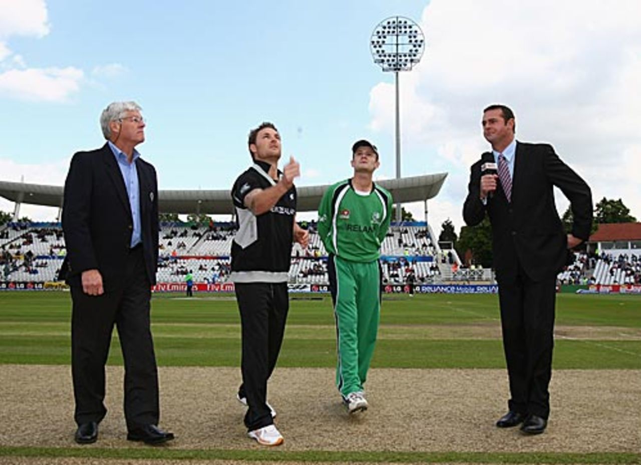 William Porterfield looks on as Brendon McCullum flips the coin, Ireland v New Zealand, ICC World Twenty20 Super Eights, Trent Bridge, June 11, 2009
