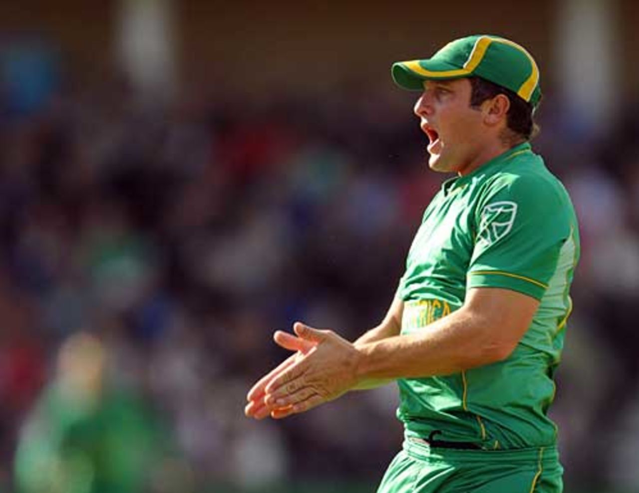 Roelof van der Merwe celebrates his catch to remove Kevin Pietersen, England v South Africa, ICC World Twenty20, Trent Bridge, June 11, 2009
