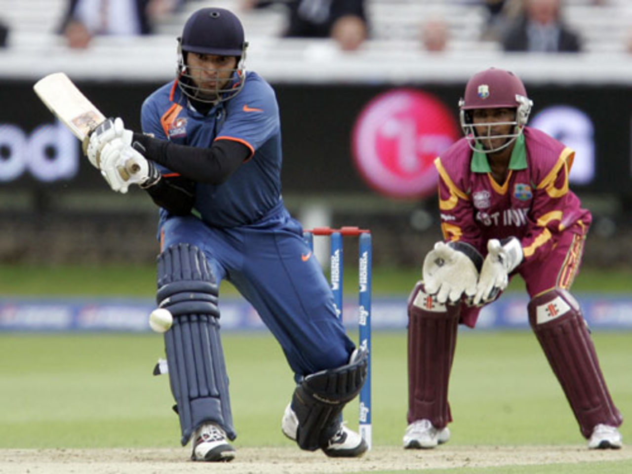 Yuvraj Singh plays a reverse-sweep during his half-century, India v West Indies, ICC World Twenty20 Super Eights, Lord's, June 12, 2009