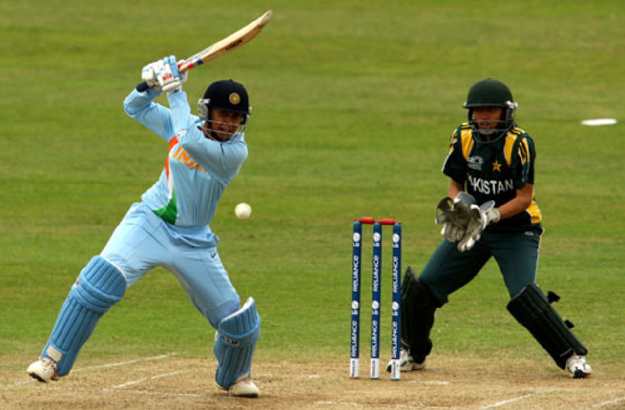Anjum Chopra drives through cover, India v Pakistan, ICC Women's World Twenty20, Taunton, June 13, 2009 