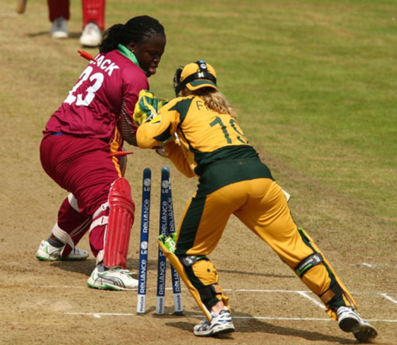 Cordel Jack is stumped for 24, Australia v West Indies, ICC Women's World Twenty20, Taunton, June 14, 2009