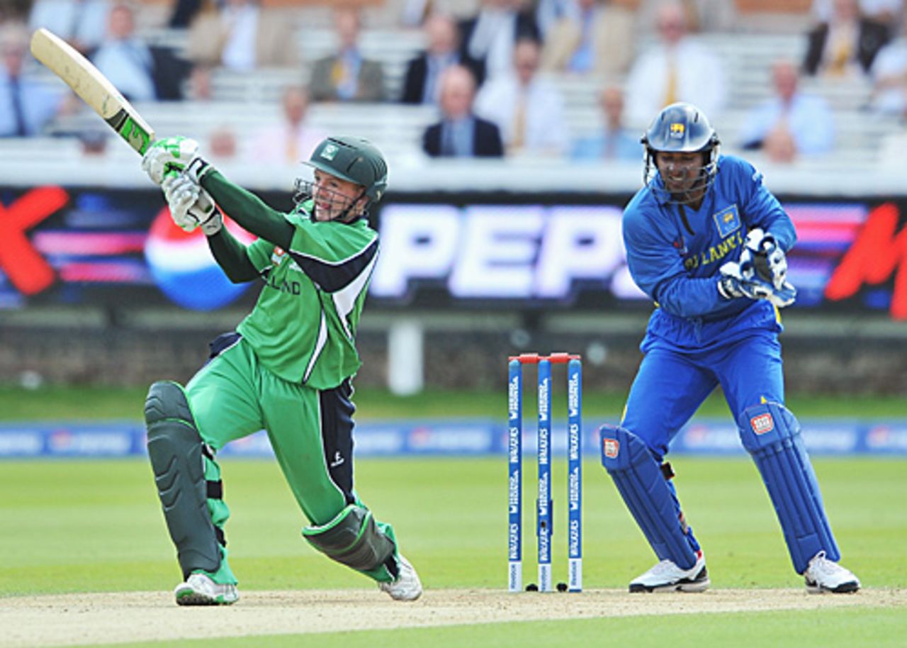 Niall O'Brien tries to flog one over midwicket, Ireland v Sri Lanka, ICC World Twenty20, Lord's, June 14, 2009