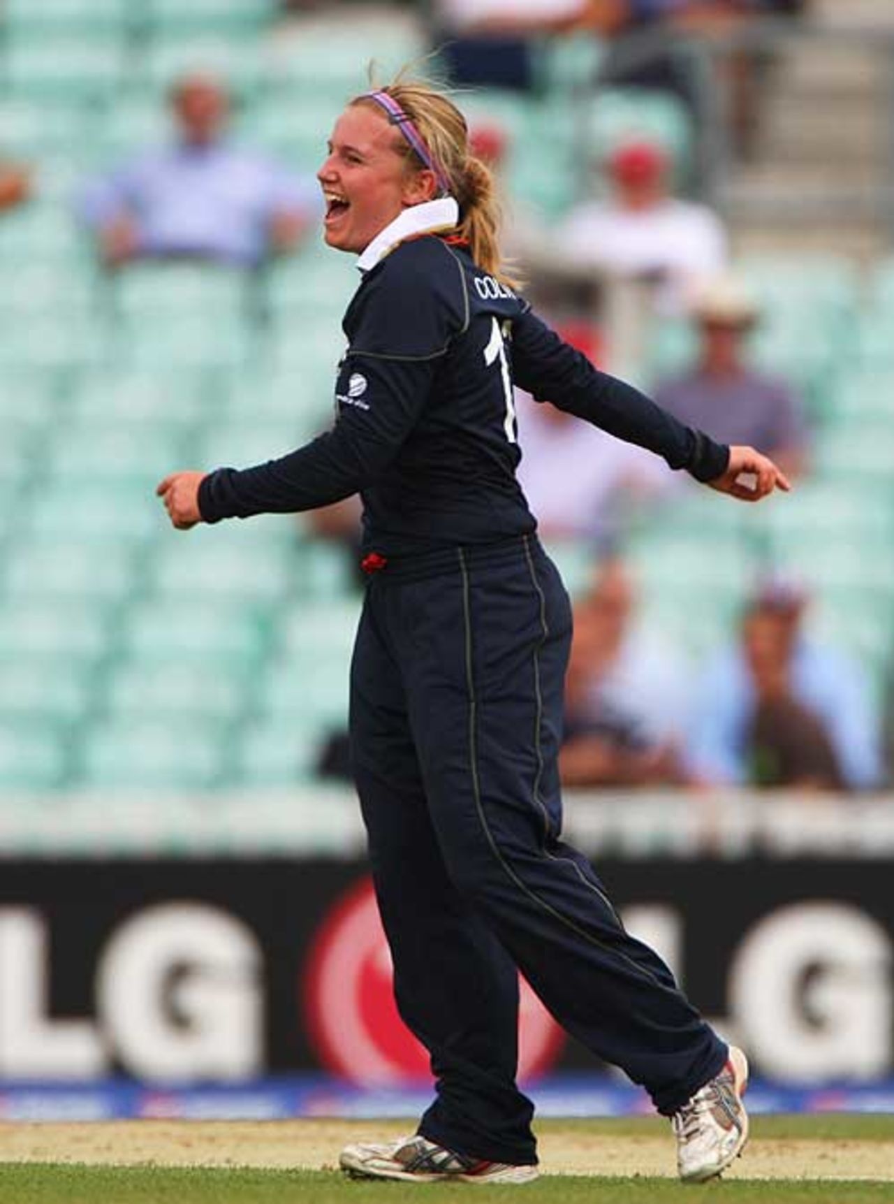 A jubilant Holly Colvin after a wicket, 2nd Semi-Final: England Women v Australia Women, ICC Women's World Twenty20, The Oval, June 19, 2009