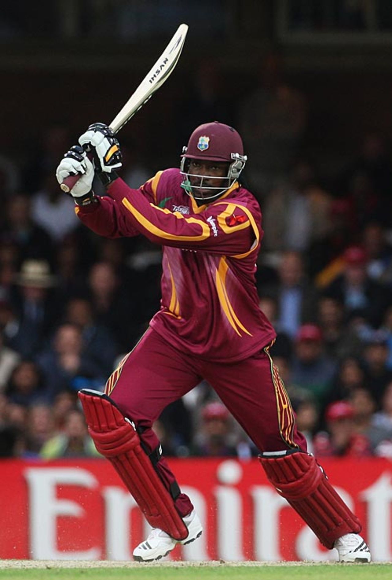 Chris Gayle drives, Sri Lanka v West Indies, ICC World Twenty20, 2nd semi-final, The Oval, June 19, 2009 