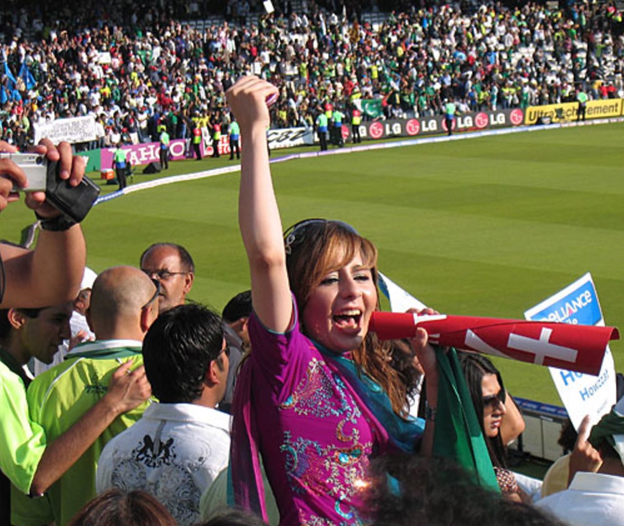 A Pakistan fan cheers her side on, Pakistan v Sri Lanka, ICC World Twenty20 final, Lord's, June 21, 2009 
