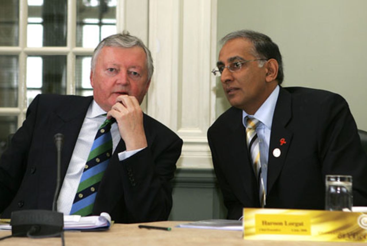 ICC president David Morgan and CEO Haroon Lorgat chat prior to the ICC Annual Conference, Lord's, June 26, 2009