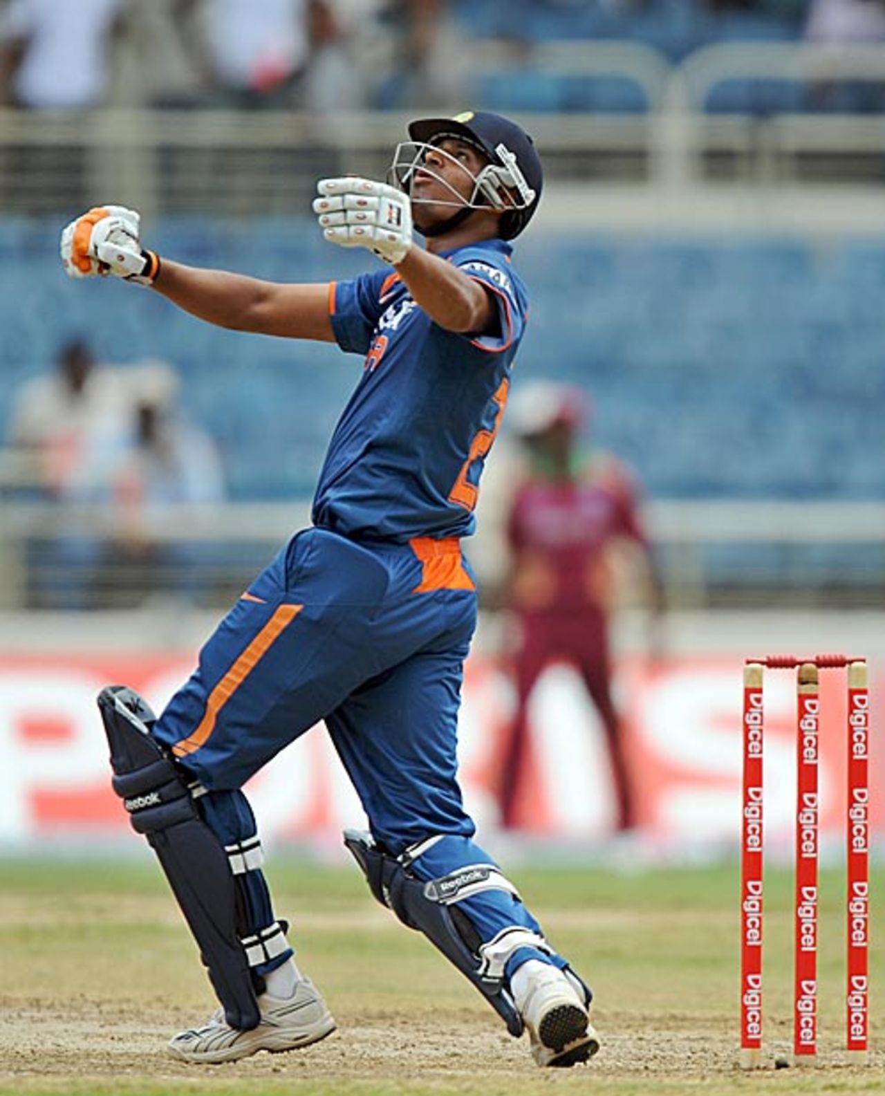 Yusuf Pathan's bat slips out of his hand, West Indies v India, 1st ODI, Kingston, June 26, 2009 