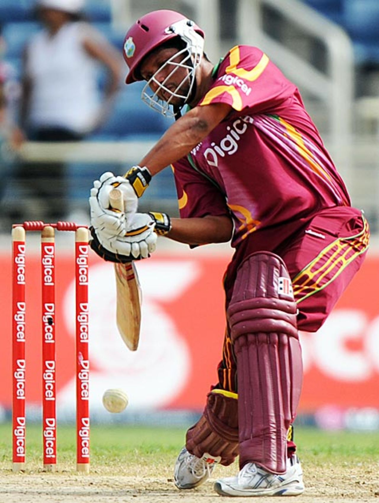 Ramnaresh Sarwan drives, West Indies v India, 1st ODI, Kingston, June 26, 2009 