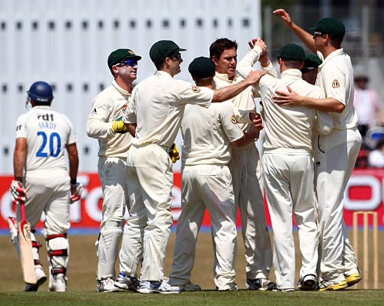 The Australians celebrate Michael Yardy's wicket, Sussex v Australians, 4th day, Hove, June 27, 2009