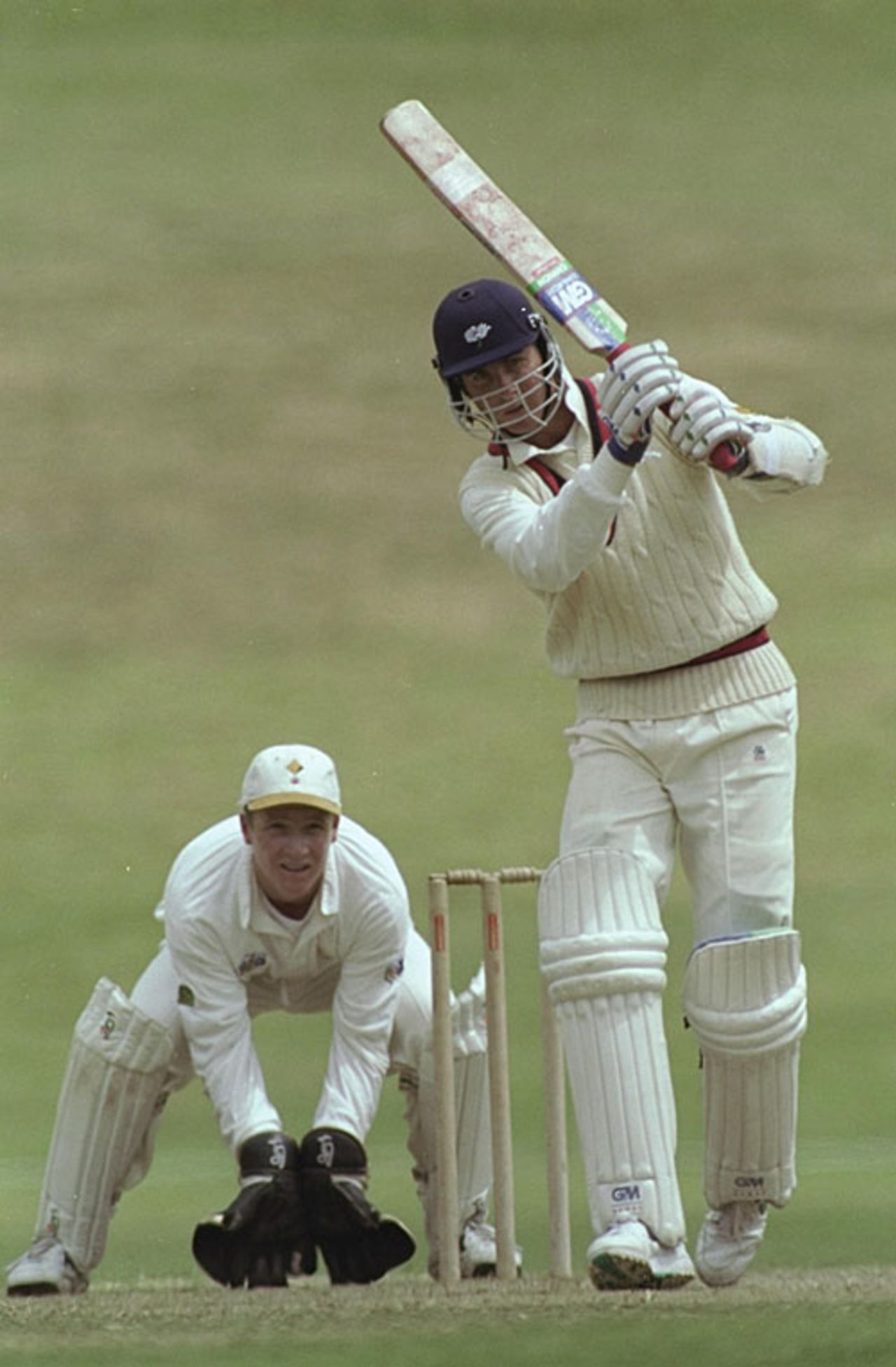 Michael Vaughan drives on his way to a half-century, Australian Cricket Academy v England A, 4th day, Mount Gambier, November 18, 1996