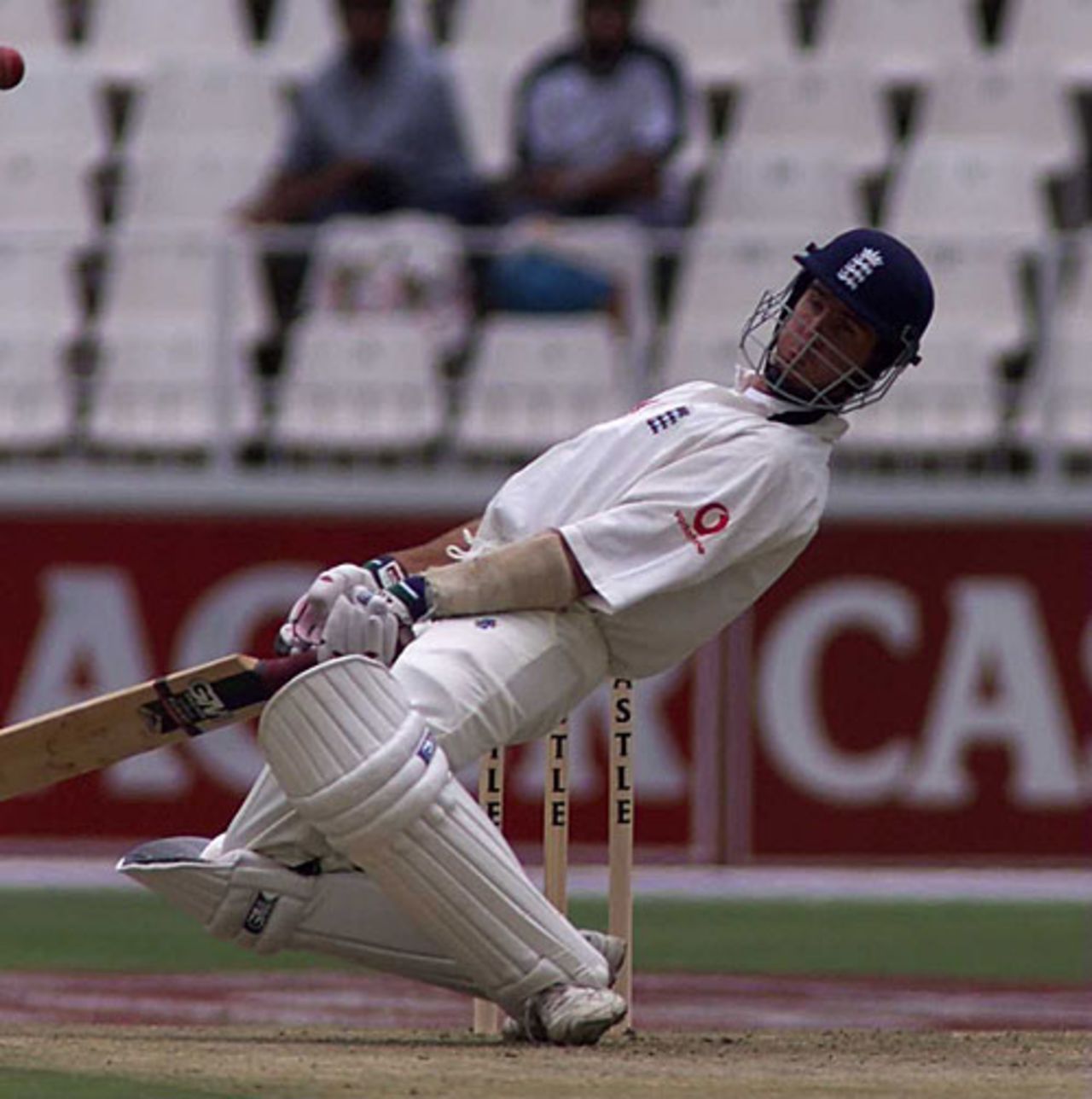 Michael Vaughan weaves away from a bouncer, South Africa v England, 1st Test, Johannesburg, 1st day, November 25, 1999