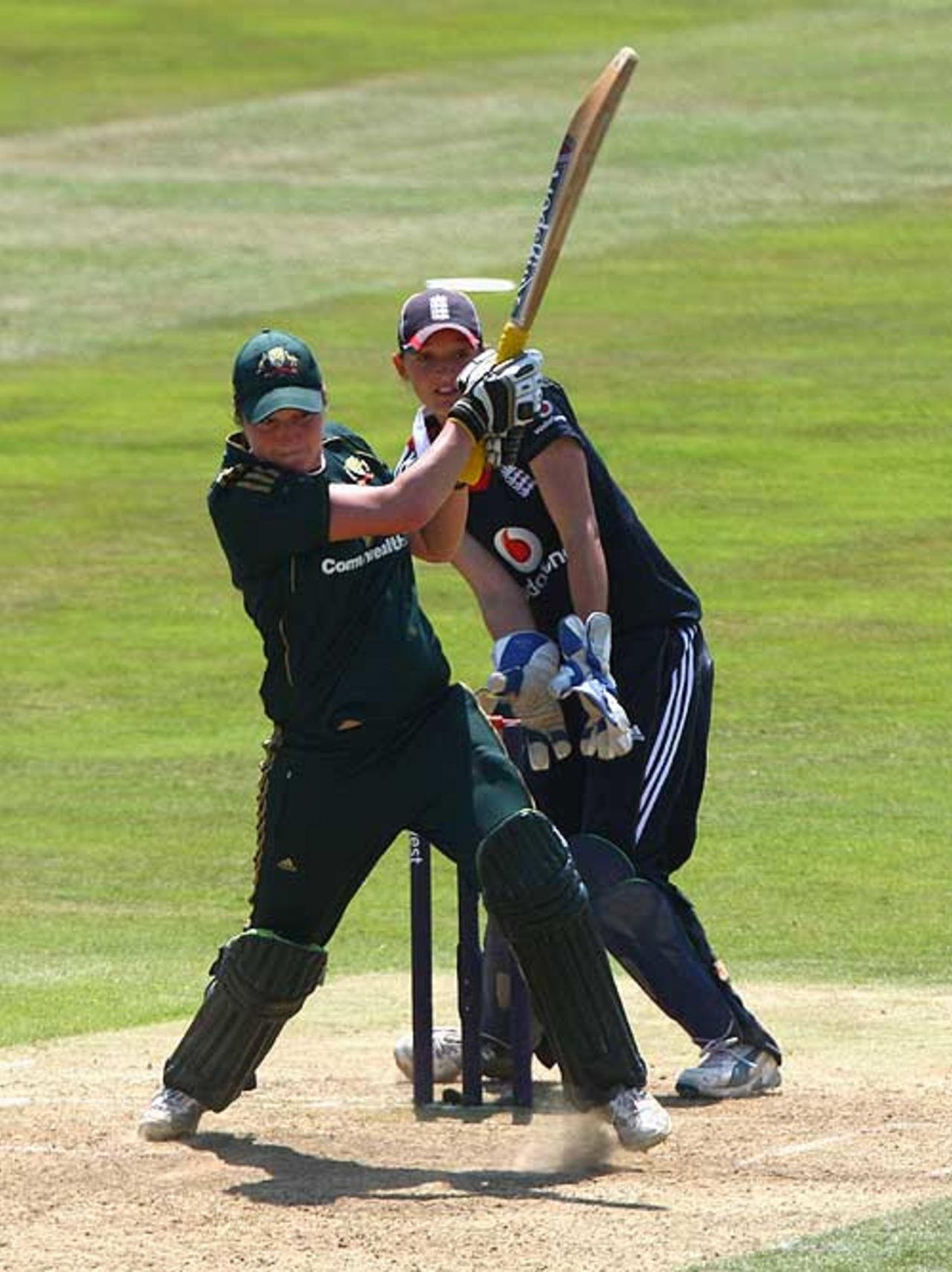 Rene Farrell muscles the ball to midwicket, England Women v Australia Women, 1st ODI, Chelmsford, June 29, 2009