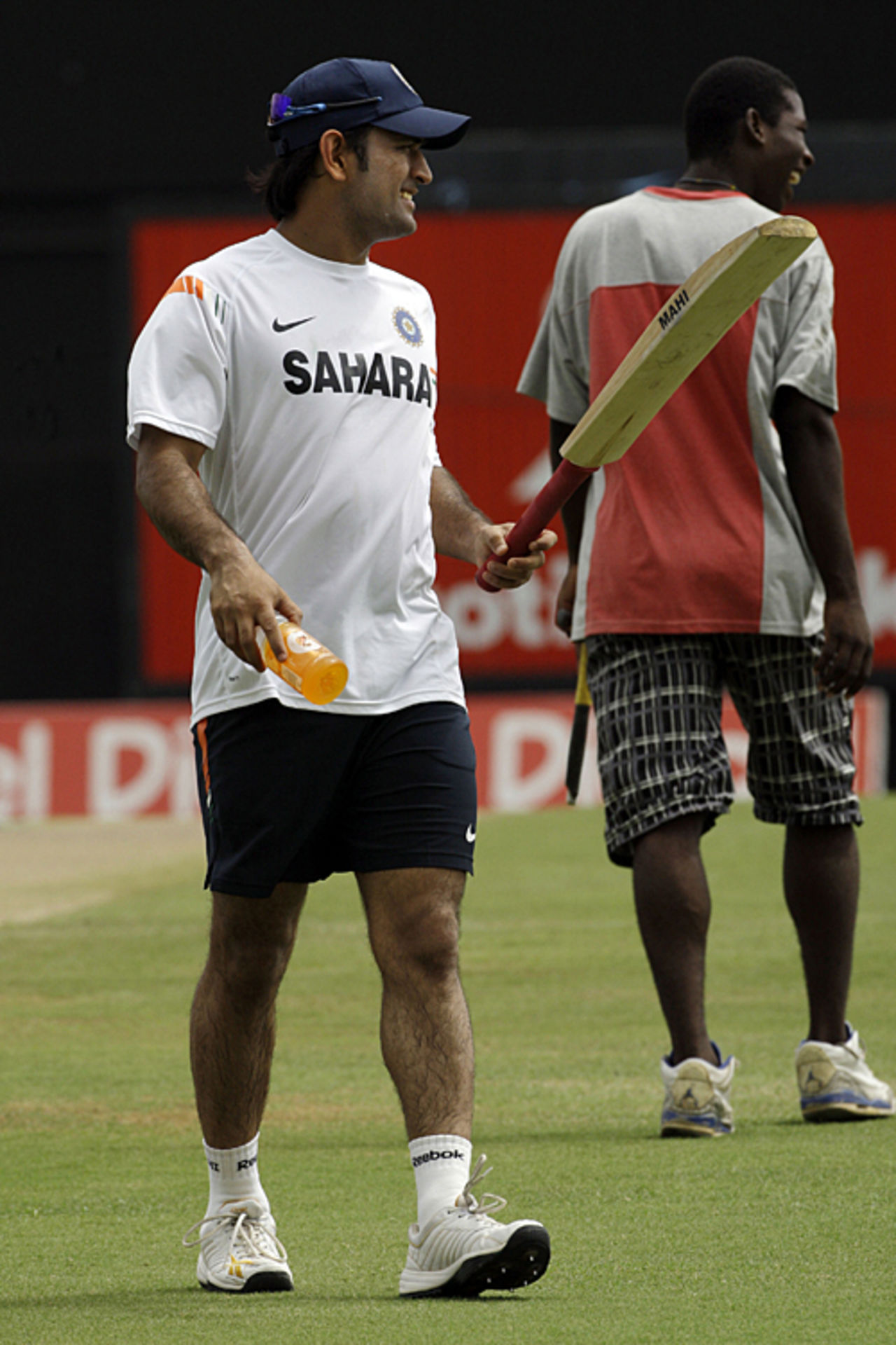 MS Dhoni in action at India's practice session, Gros Islet, St Lucia, July 2, 2009