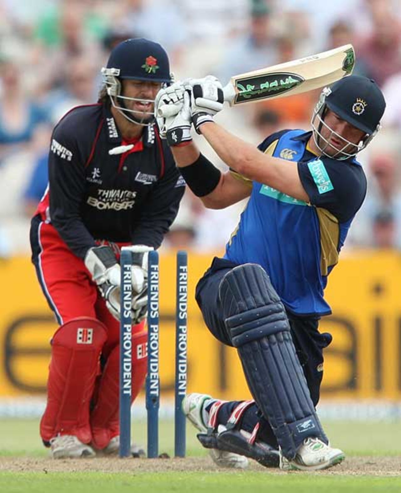 Sean Ervine is bowled by Gary Keedy as Lancashire fight back, Lancashire v Hampshire, Friends Provident Trophy semi-final, Hove, July 5, 2009