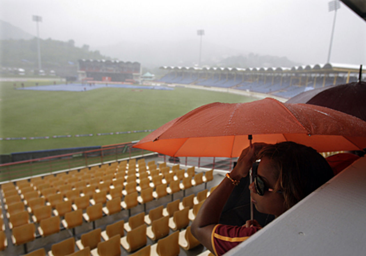 No joy for the spectators as the heavens open up in St Lucia, West Indies v India, 4th ODI, St Lucia, July 5, 2009 