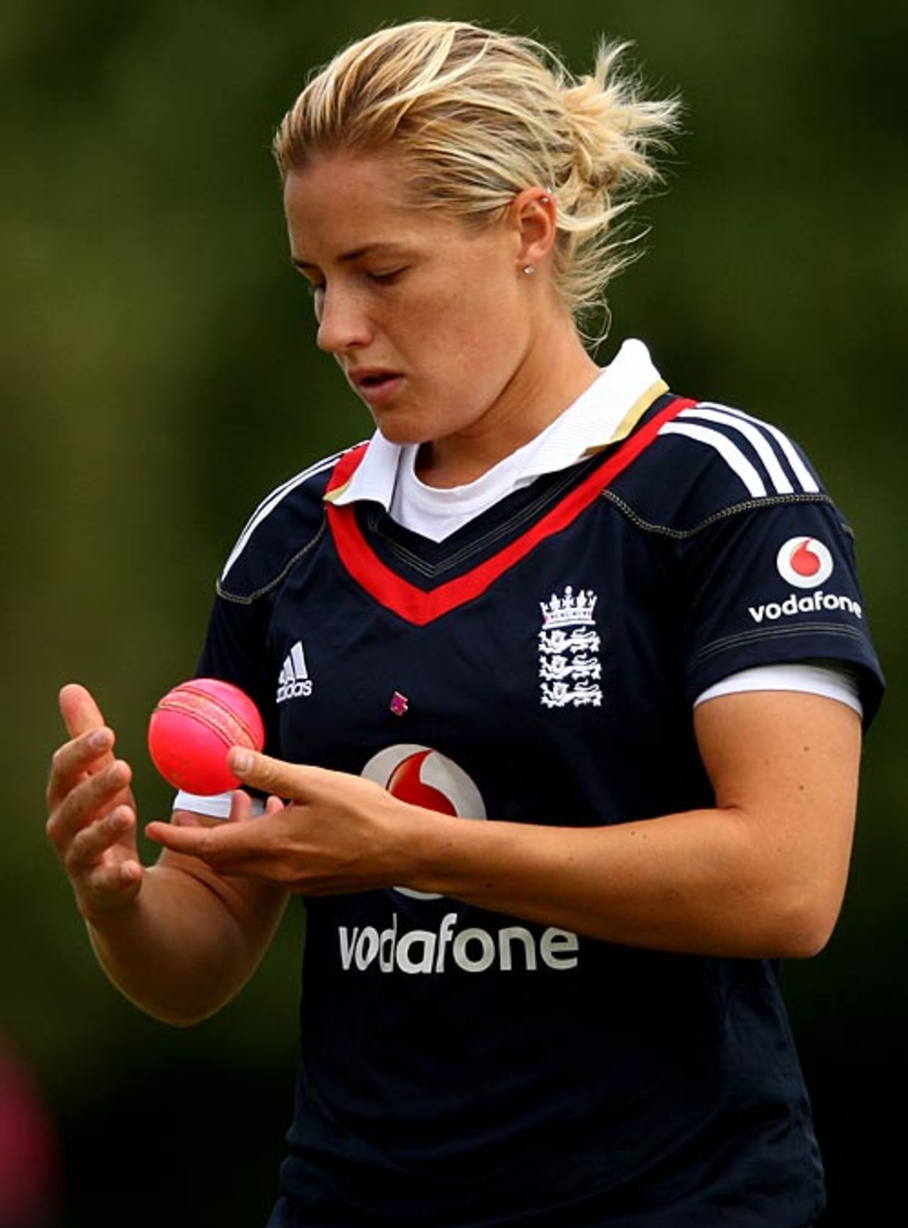 Katherine Brunt with the pink ball, England v Australia, 4th women's ODI, Wormsley, July 5, 2009