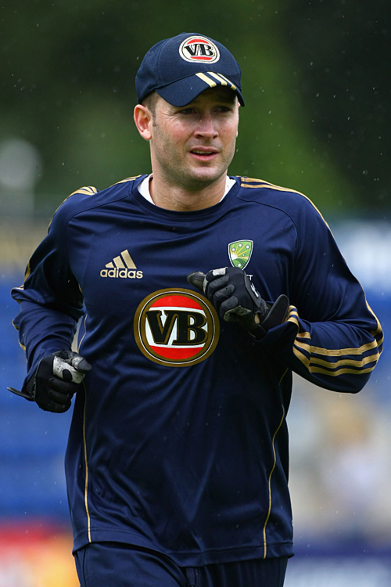 Michael Clarke limbers up, Cardiff, July 6, 2009