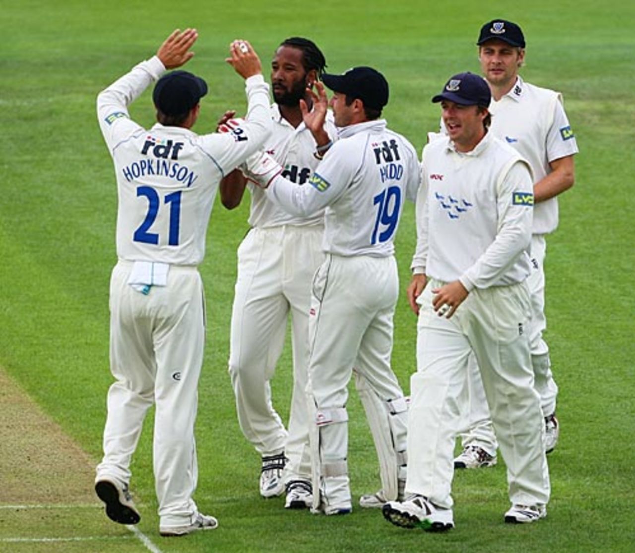 Corey Collymore celebrates a wicket, Warwickshire v Sussex, County Championship, Edgbaston, 2nd day, July 8, 2009