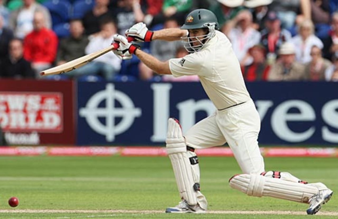 Simon Katich drives during his fifty, England v Australia, 1st Test, Cardiff, 2nd day, July 9, 2009