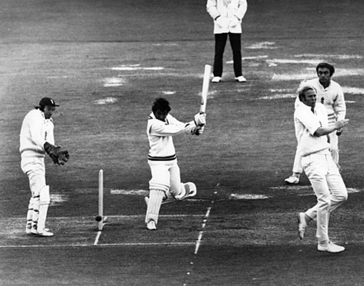 Sunil Gavaskar hits a cracking shot on his way to a century, England v India, 1st Test, Old Trafford, 3rd day, June 8, 1974