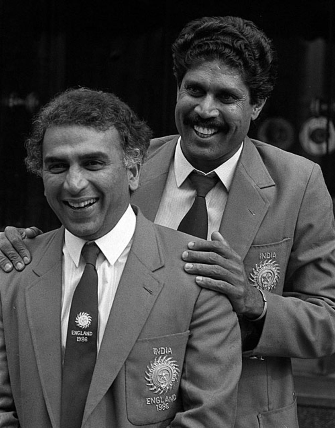Sunil Gavaskar and Kapil Dev arrive in England, London, 1986