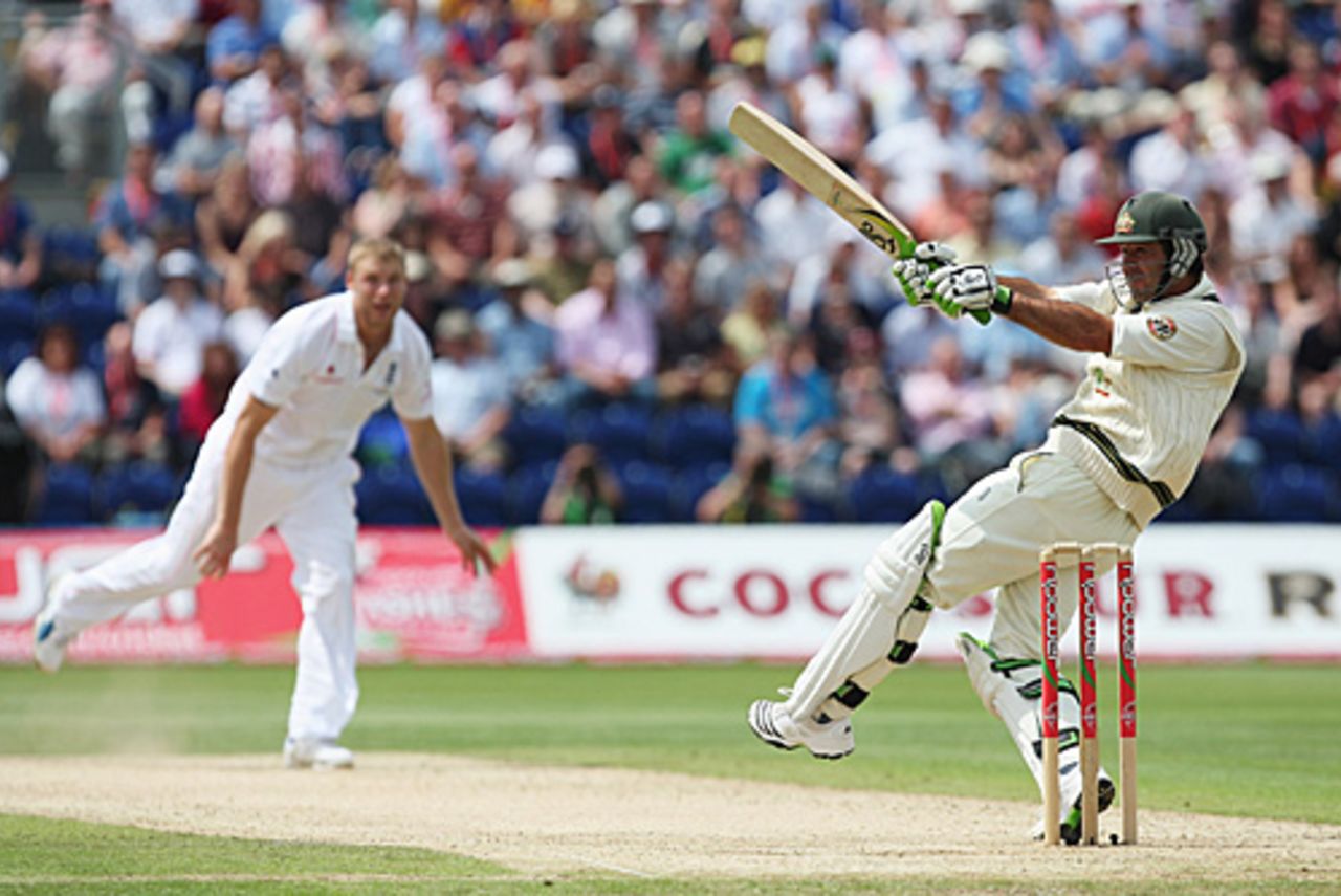 Ricky Ponting connects with a powerful pull, England v Australia, 1st Test, Cardiff, 3rd day, July 10, 2009