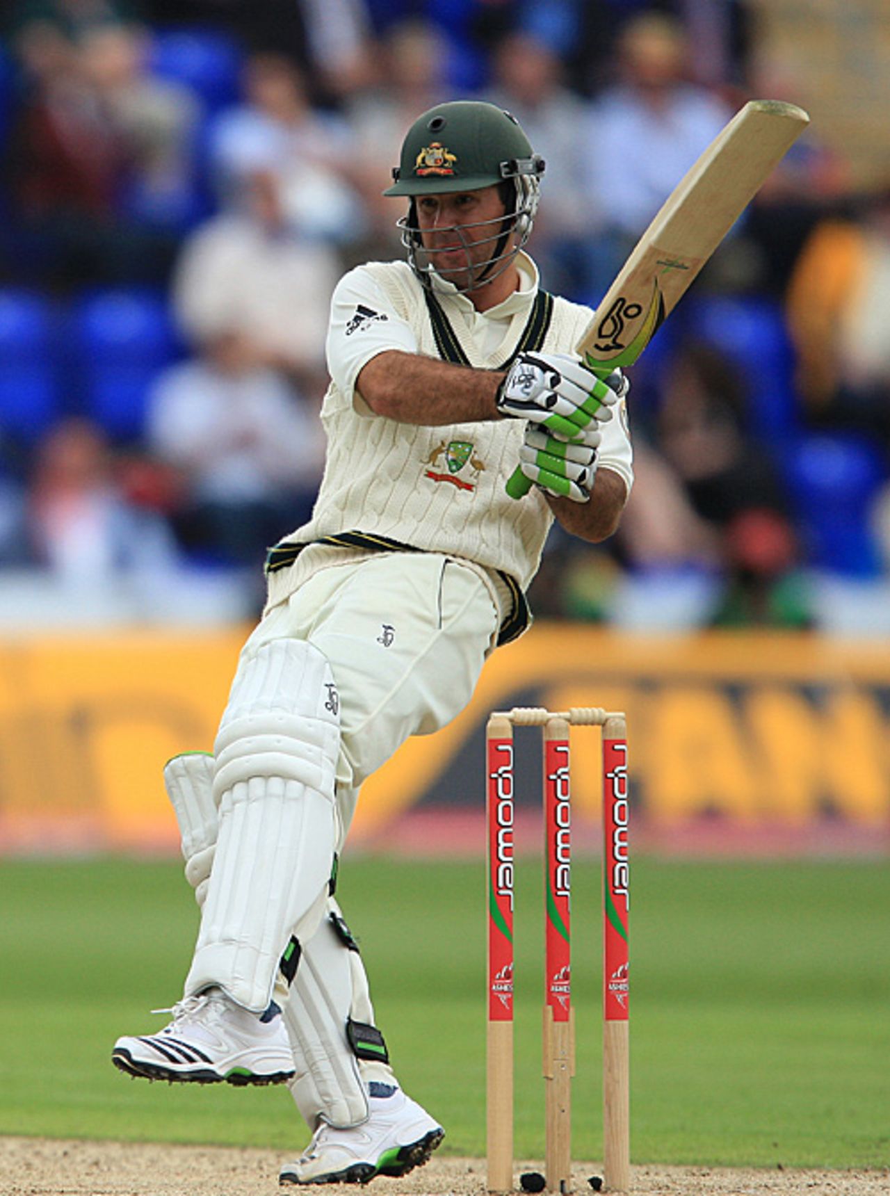 Ricky Ponting goes on the pull during his 150, England v Australia, 1st Test, Cardiff, 3rd day, July 10, 2009