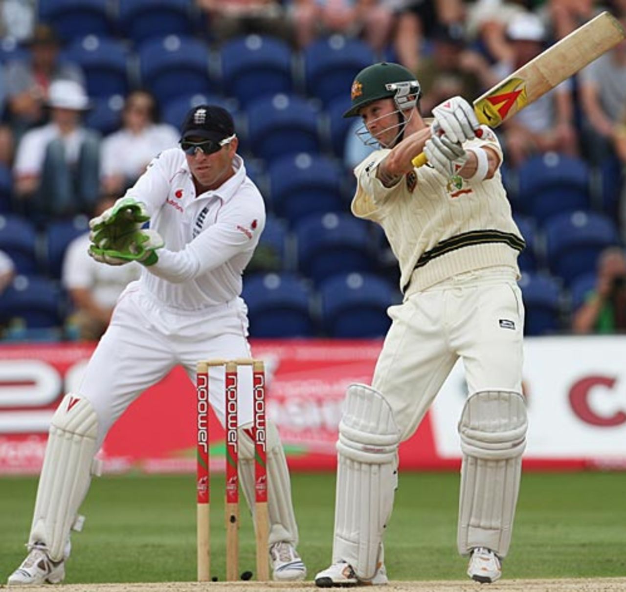Michael Clarke cuts, England v Australia, 1st Test, Cardiff, 3rd day, July 10, 2009