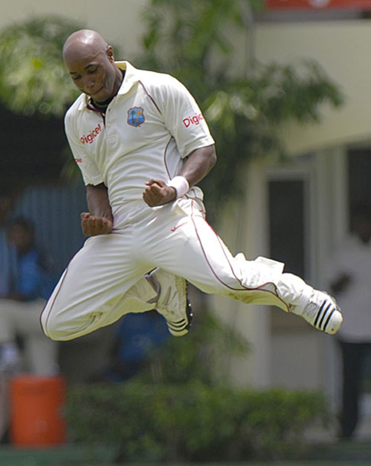 Tino Best leaps for joy after dismissing Tamim Iqbal, West Indies v Bangladesh, 1st Test, St Vincent, 2nd day, July 10, 2009 
