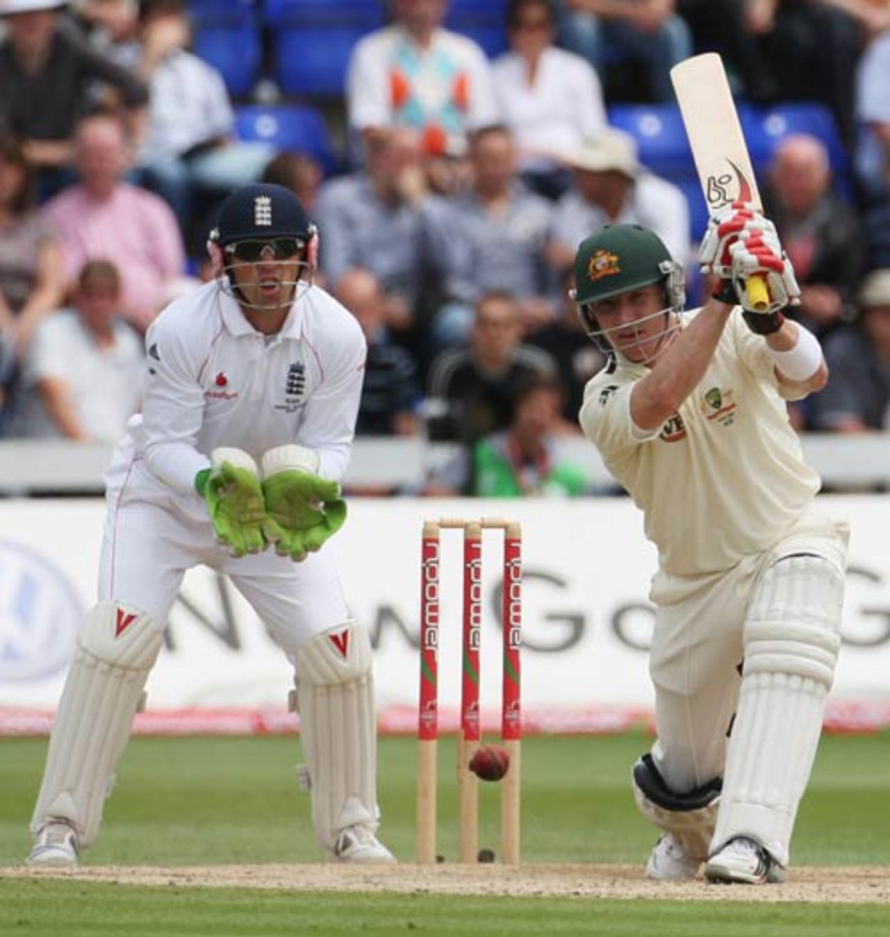 Brad Haddin drives through the off side, England v Australia, 1st Test, Cardiff, 4th day, July 11, 2009