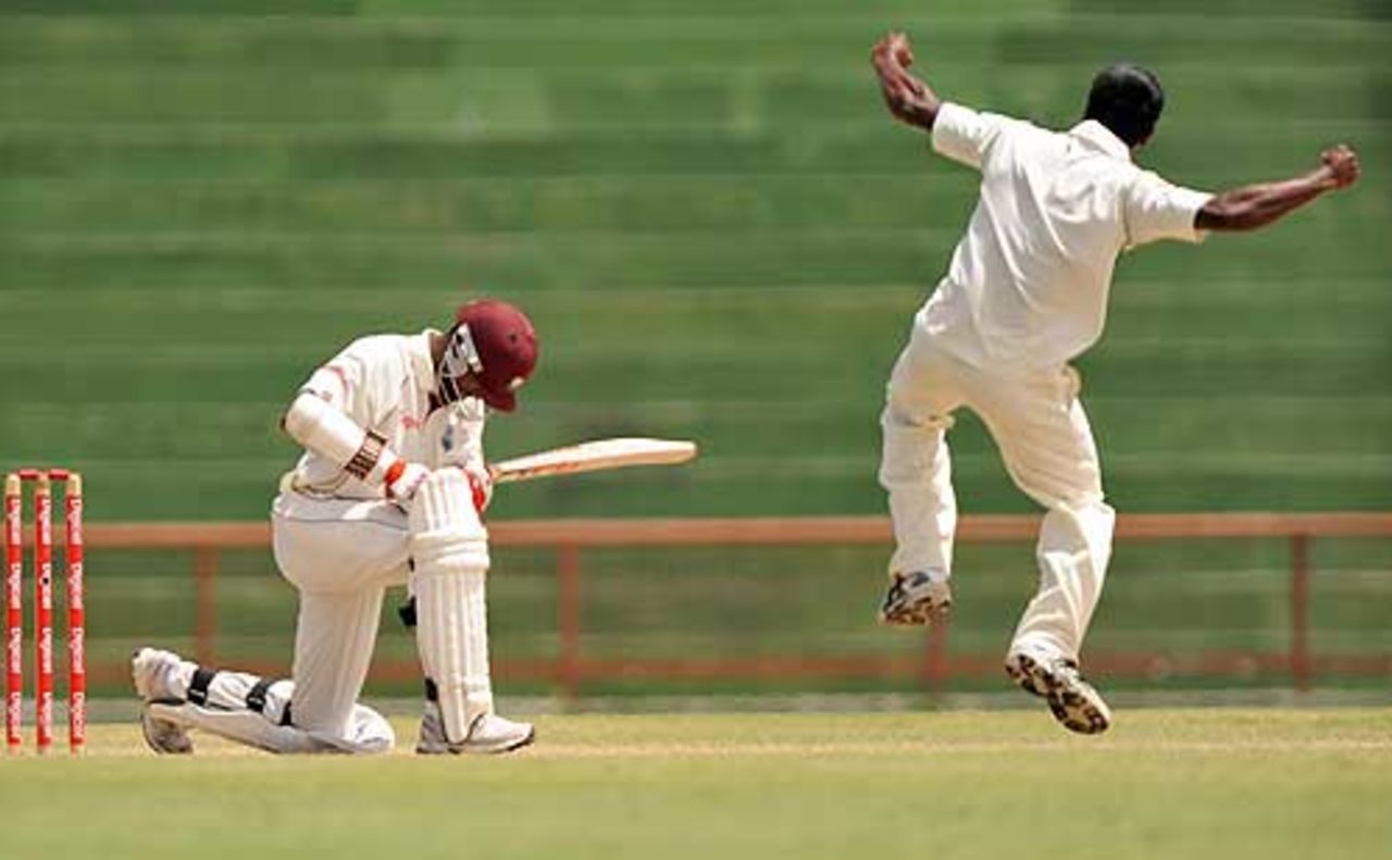 Omar Phillips falls to Rubel Hossain for 94, West Indies v Bangladesh, 1st Test, Kingstown, 3rd day, July 11, 2009