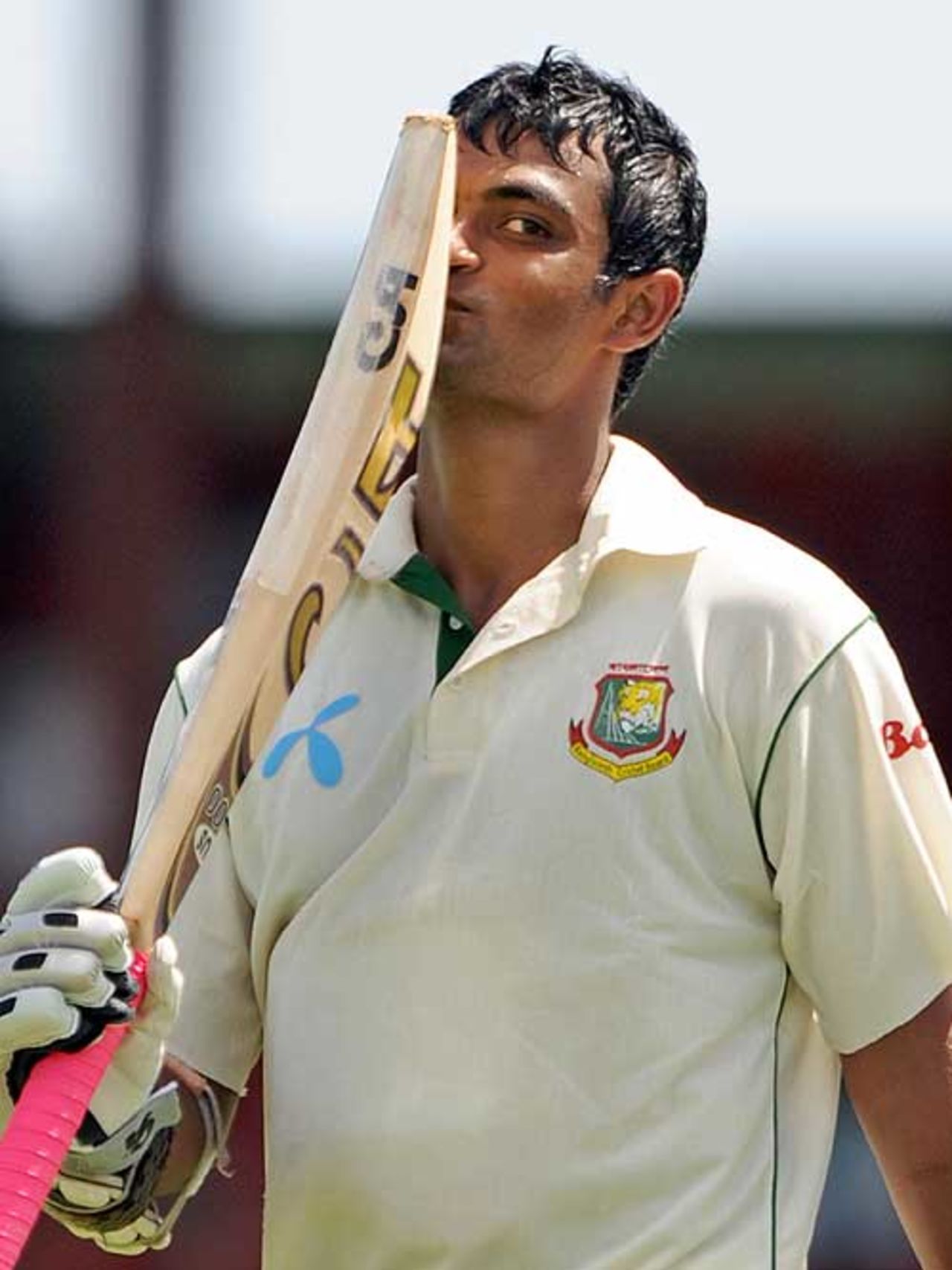 Tamim Iqbal savours a maiden Test century, West Indies v Bangladesh, 1st Test, Kingstown, 4th day, July 12, 2009