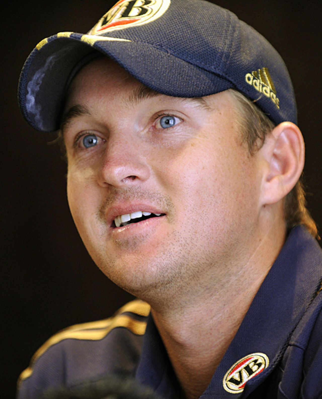 Nathan Hauritz interacts with the media, Cardiff, July 13, 2009