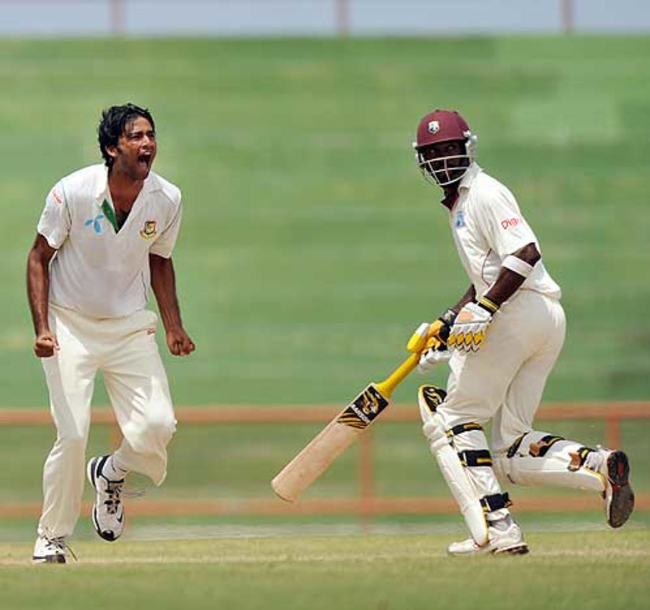 Shahadat Hossain celebrates a run out, West Indies v Bangladesh, 1st Test, Kingstown, 5th day, July 13, 2009