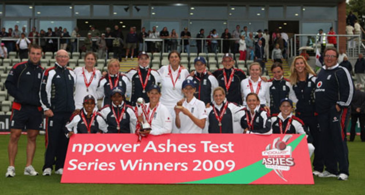 The England women's side after they had retained the Ashes, England v Australia, Women's Test, Worcester, July 13, 2009