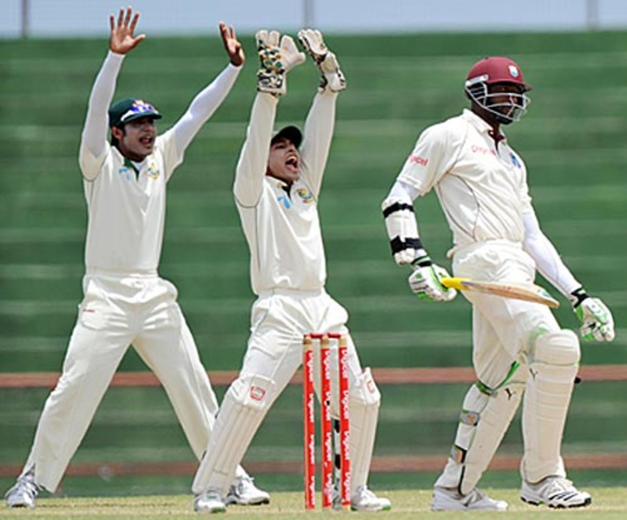 Mushfiqur Rahim and Junaid Siddique appeal successfully for an lbw against Floyd Reifer, West Indies v Bangladesh, 1st Test, Kingstown, 5th day, July 13, 2009