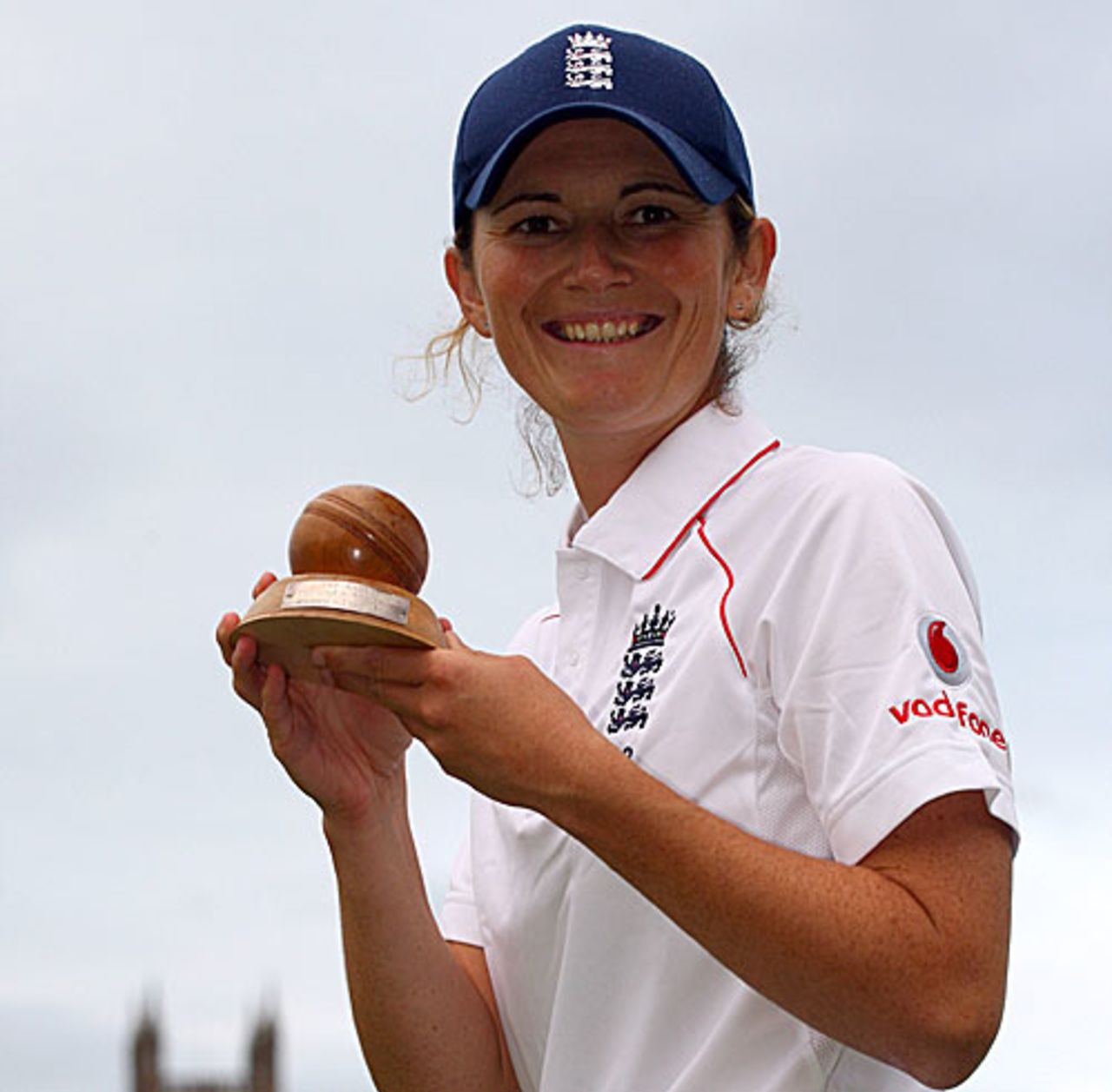 Charlotte Edwards with the Ashes trophy, England v Australia, Women's Test, Worcester, July 13, 2009 