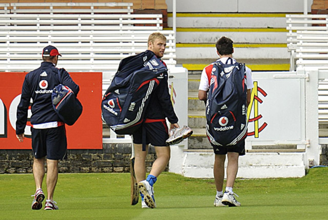 Andrew Flintoff heads back to the Lord's pavilion on the day he announced his retirement from Tests, Lord's, July 15, 2009