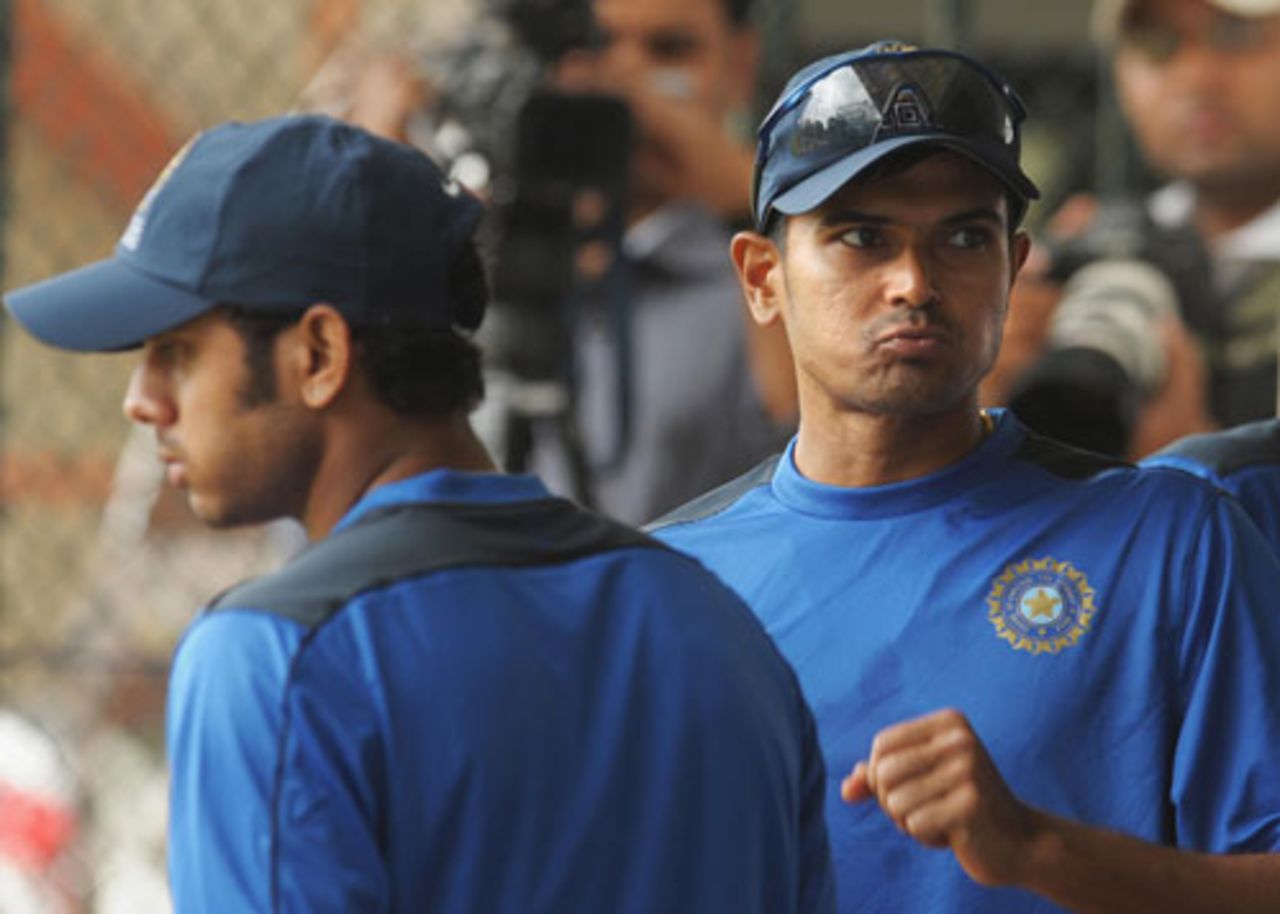 S Badrinath and Manoj Tiwary at the National Cricket Academy after a practice session ahead of the Emerging Players' tournament, Bangalore, July 15, 2009