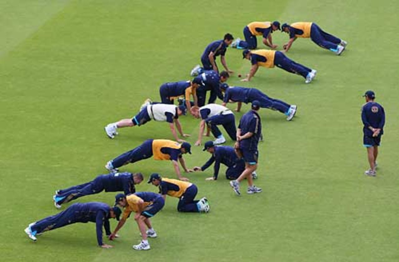 Australia go through some fitness routines at Lord's, Lord's, July 15, 2009