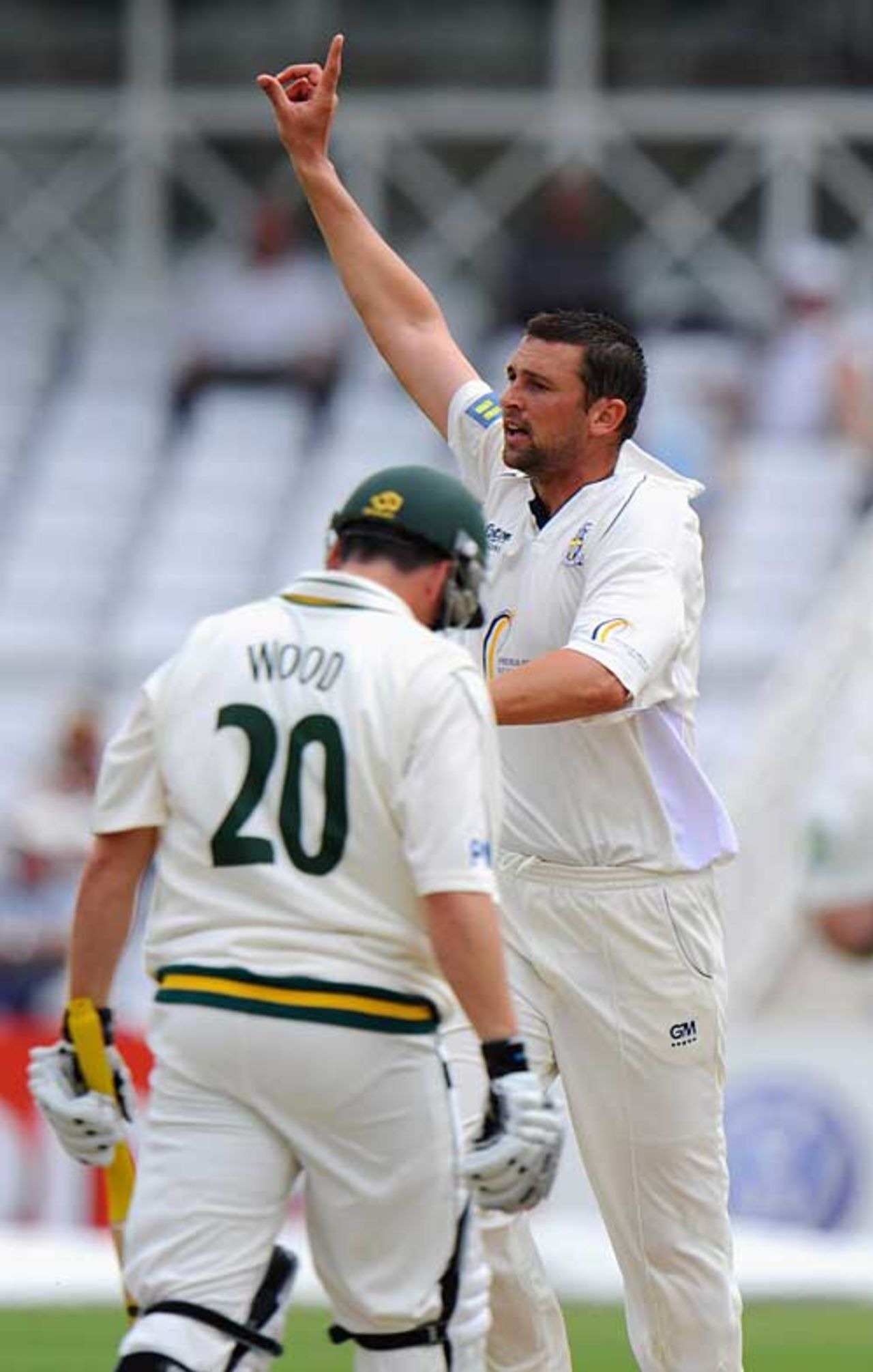 Steve Harmison removed Matthew Wood after a quick journey from Lord's, Nottinghamshire v Durham, County Championship, 2nd day, Trent Bridge, July 16, 2009