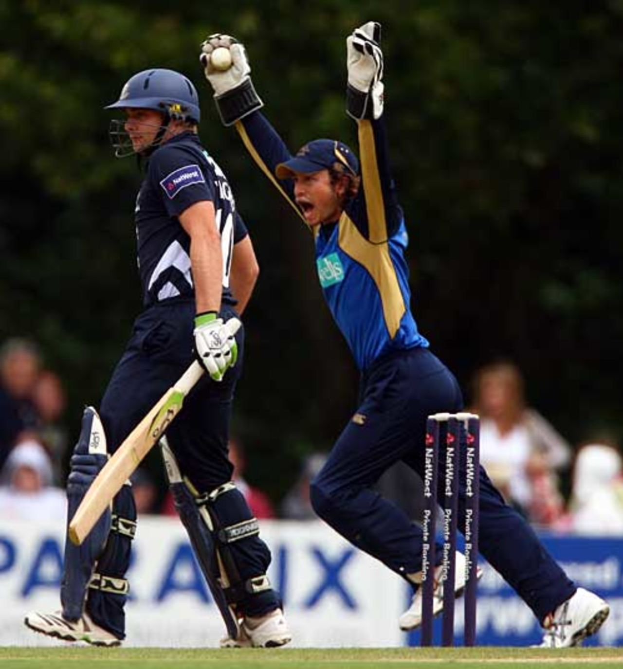 Tom Burrows goes up for a catch to remove Luke Wright, Sussex v Hampshire, Pro40 Division One, Arundel, July 19, 2009