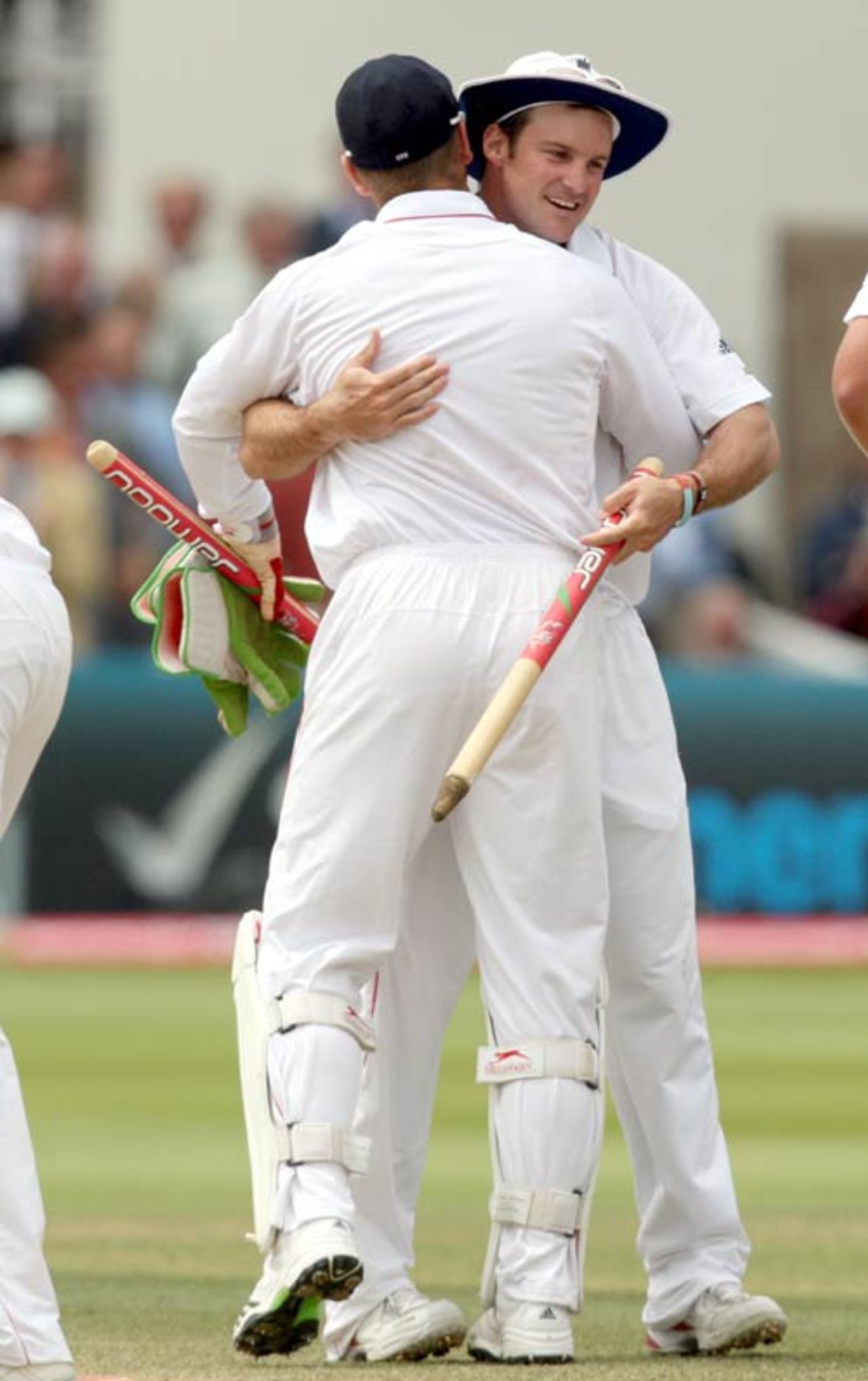 Andrew Strauss and Matt Prior celebrate the victory, England v Australia, 2nd Test, Lord's, 5th day, July 20, 2009