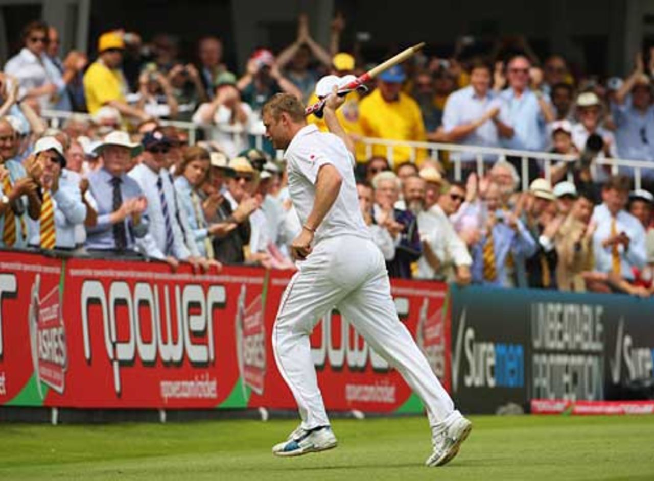 Andrew Flintoff runs off Lord's as the crowd cheers, England v Australia, 2nd Test, Lord's, 5th day, July 20, 2009