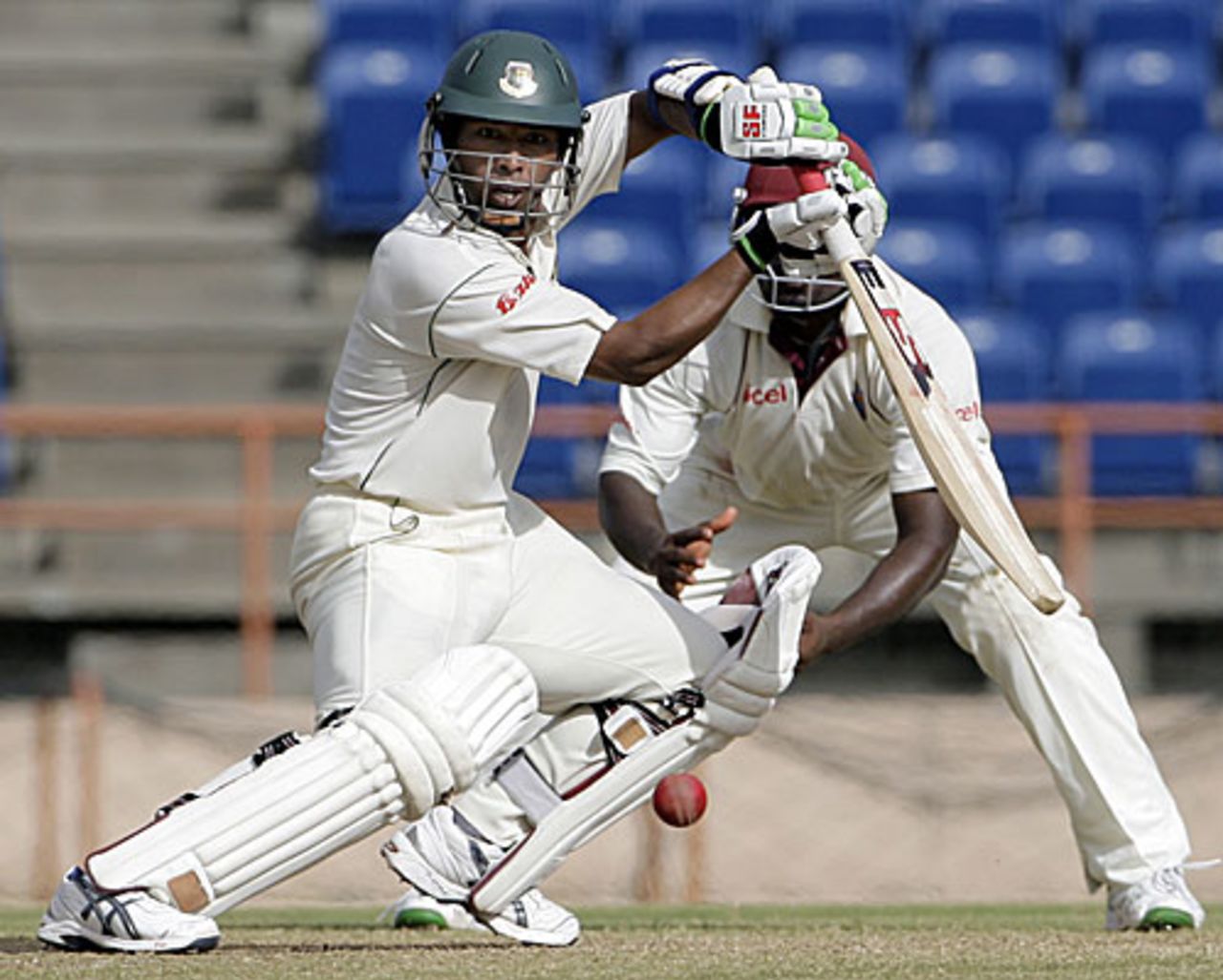 Raqibul Hasan steers it to the off side, West Indies v Bangladesh, 2nd Test, 4th day, Grenada, July 20, 2009