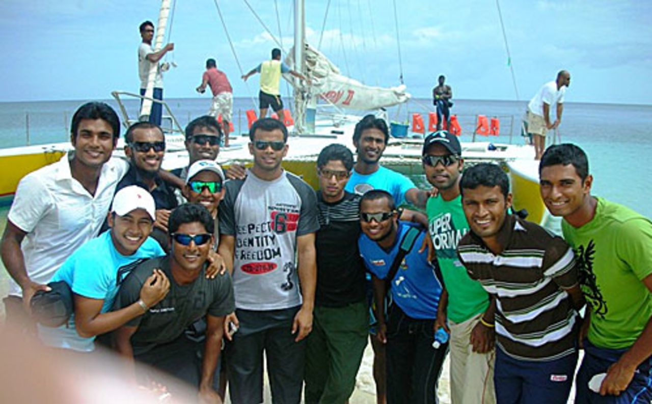 Bangladesh players pose during a sea cruise, Grenada, July 21, 2009
