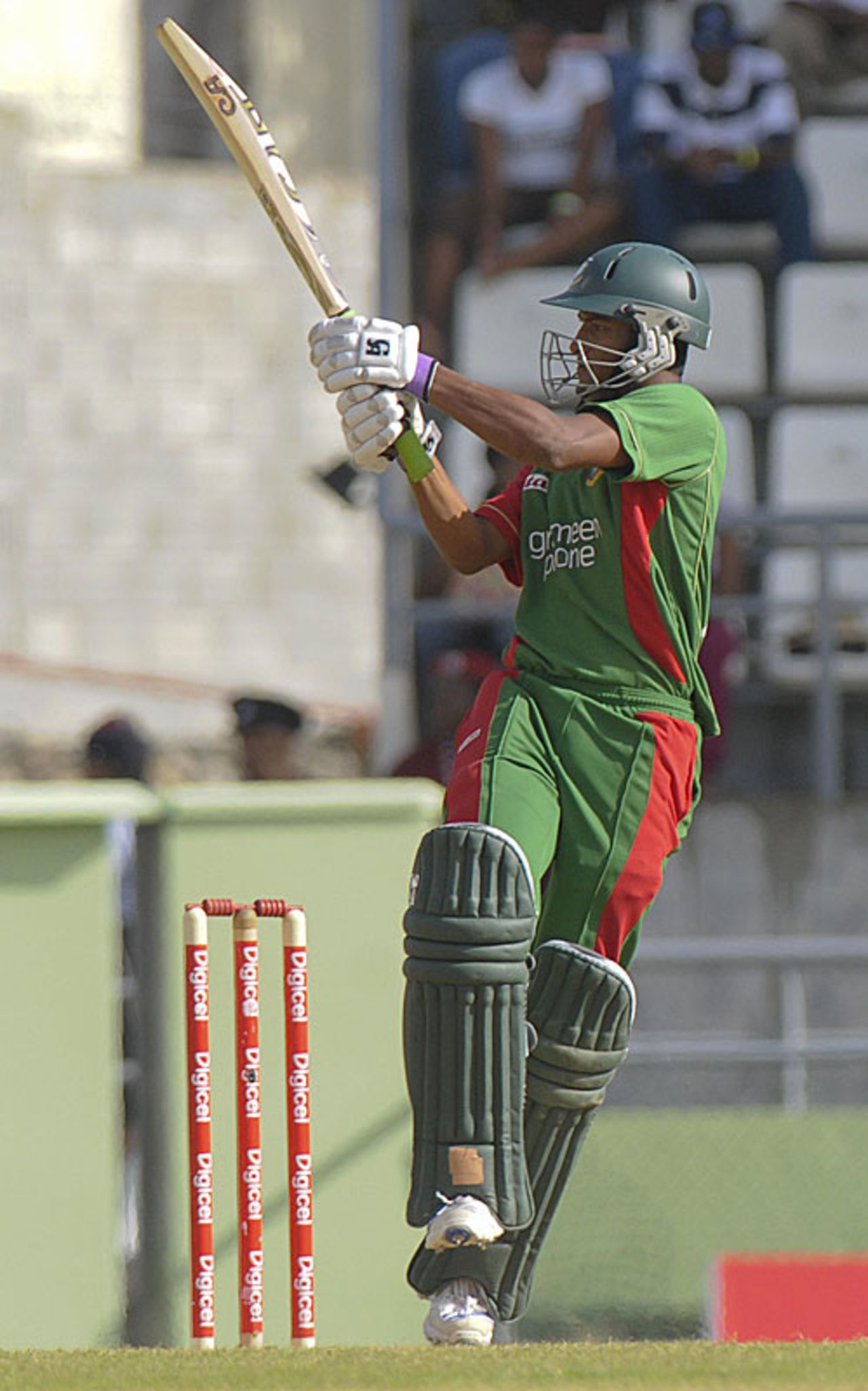 Shakib Al Hasan middles a pull, West Indies v Bangladesh, 2nd ODI, Dominica, July 28, 2009