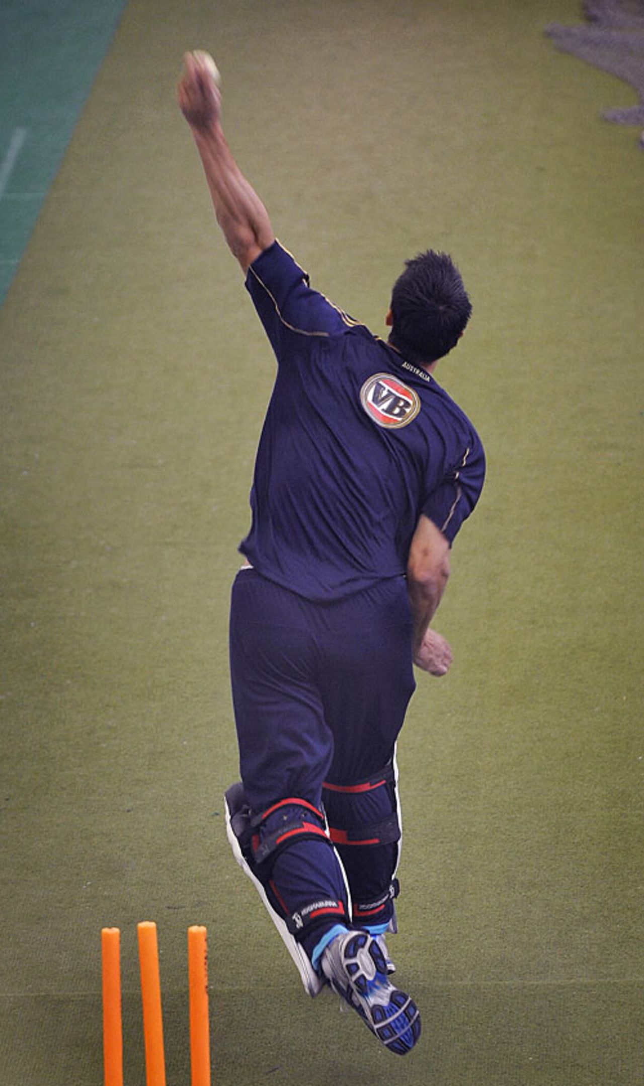 Mitchell Johnson turns to practicing bowling with his pads on, Edgbaston, July 29, 2009